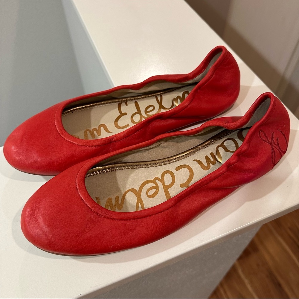 Sam Edelman Fritz ballet flats red leather size 10